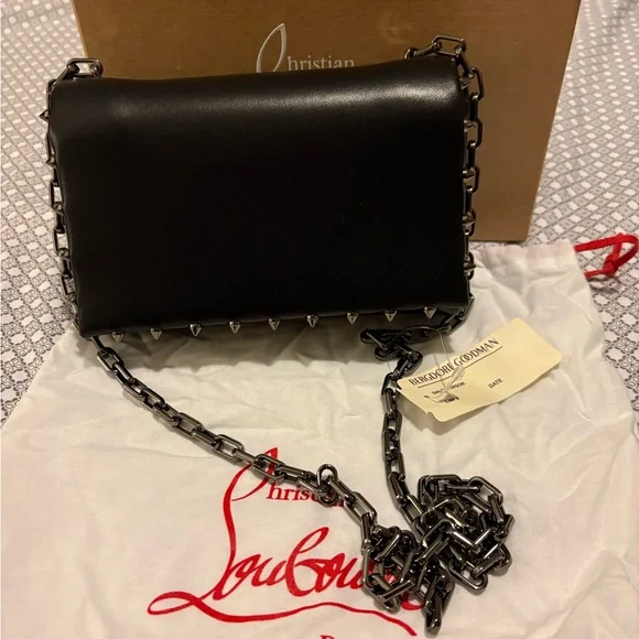Christian Louboutin Black Studded Chain Clutch - Picture 3 of 10